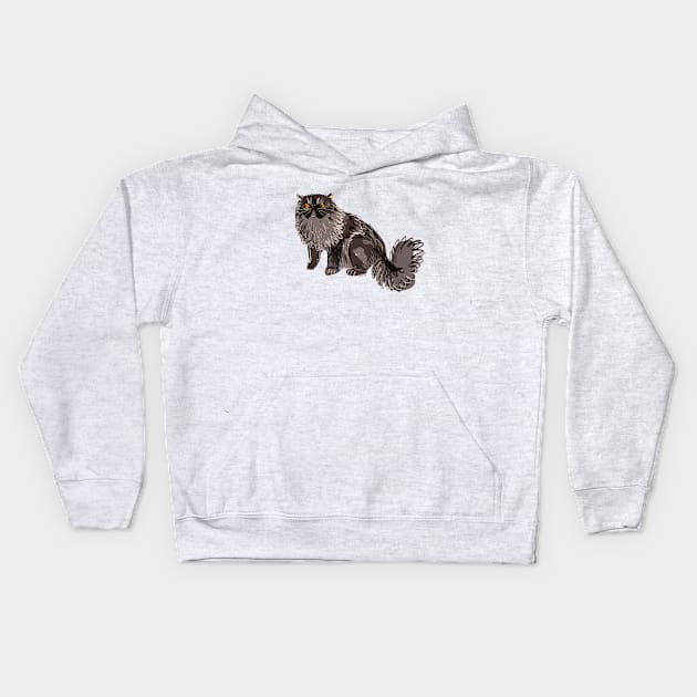 Grey Black Persian Cat Kids Hoodie by belettelepink